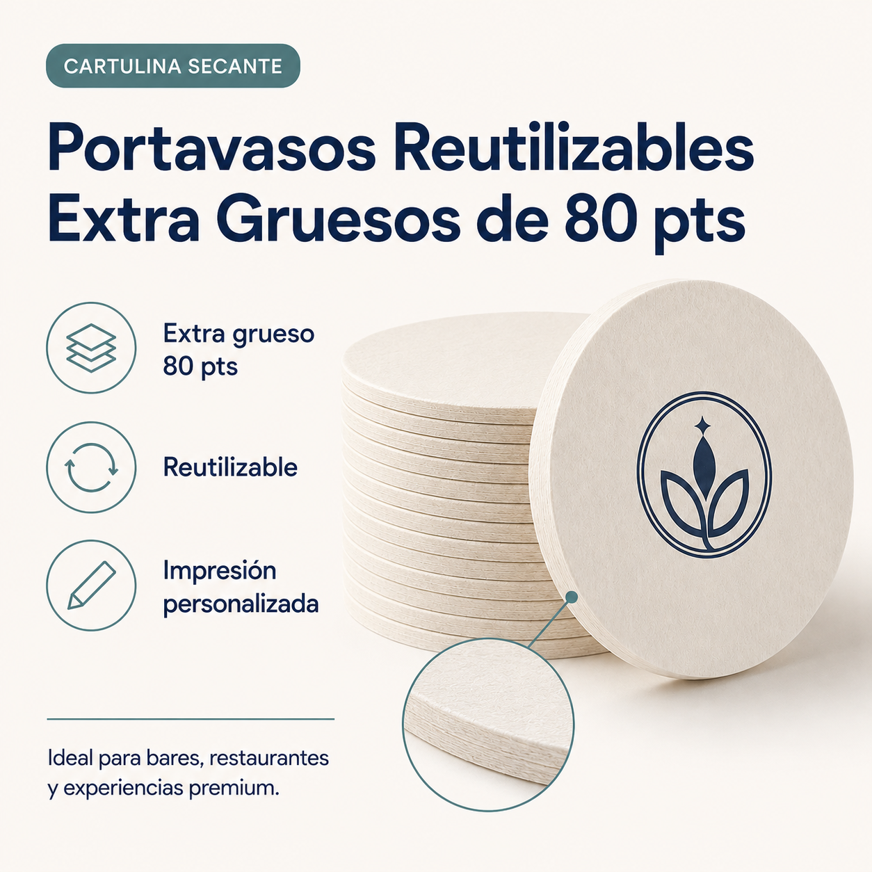 Portavasos Reutilizables Extra Gruesos de 80 pts